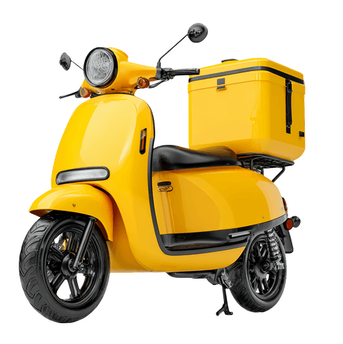 Scooter amarela de entrega